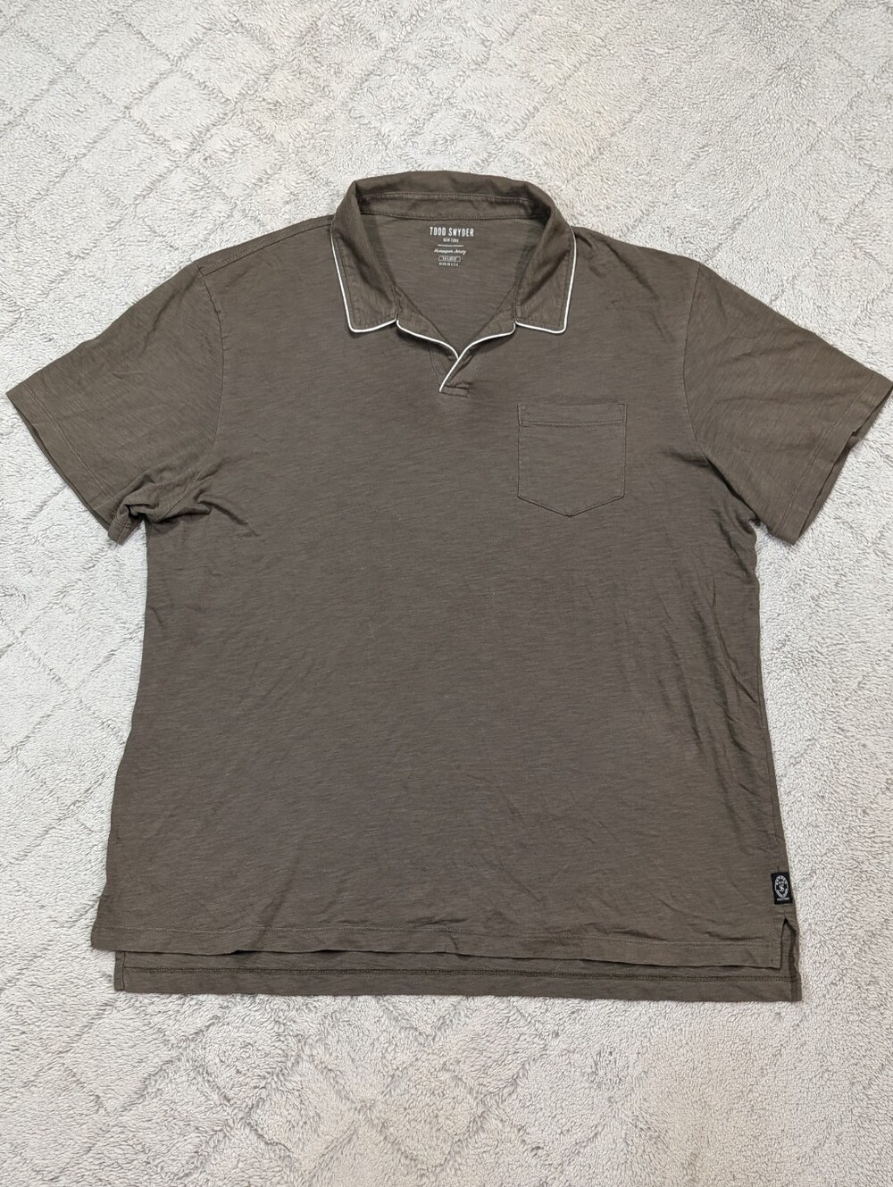 Todd Snyder Shirt Mens XXL Green Tipped Polo Homespun Cotton Jersey Slub
